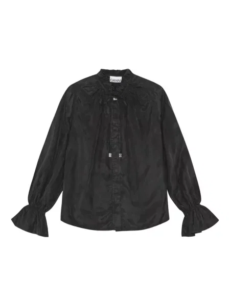 Bluză Ganni cu volane negru