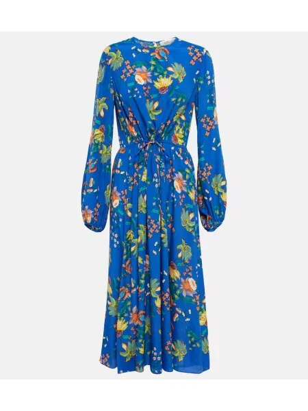 Rochie midi Diane Von Furstenberg cu model floral până la genunchi de costum albastru