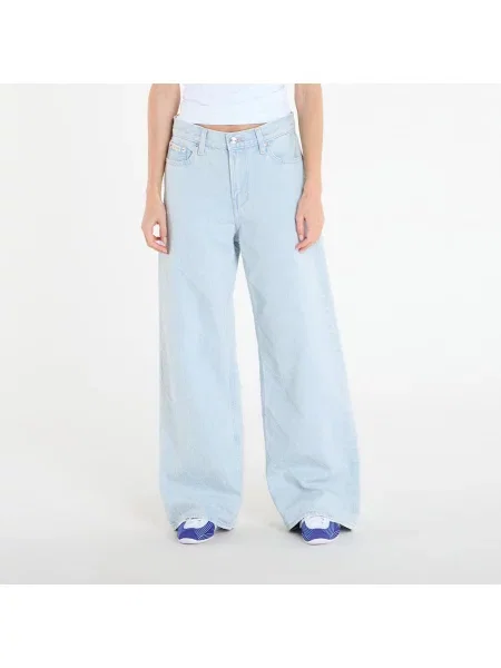 Spodnie baggy Calvin Klein z niską talią niebieskie