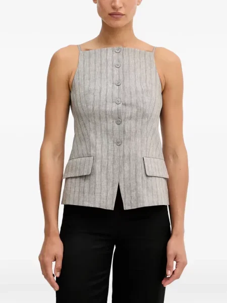 Top Sisley fără mâneci gri