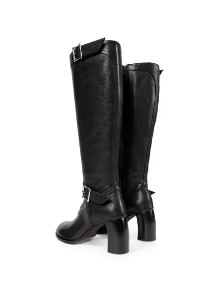 Botine Ann Demeulemeester din piele cu cataramă negru