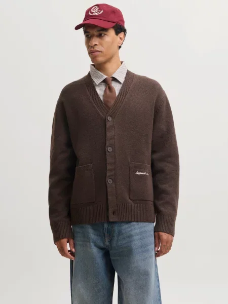 JACK & JONES Kardigan JORNORREBRO čokoládová