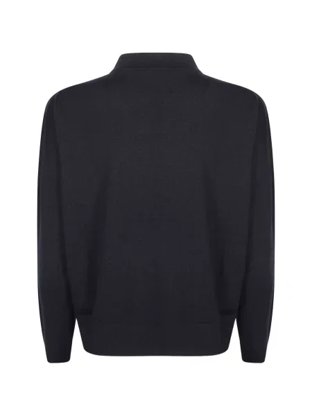 Tricou polo Incotex tricotate cu decolteu în V albastru