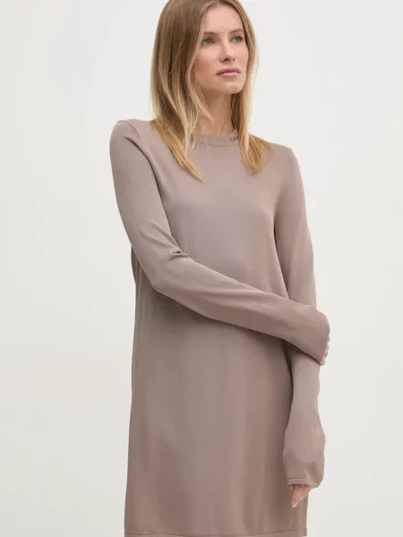Calvin Klein Jeans sukienka mini prosta beżowy