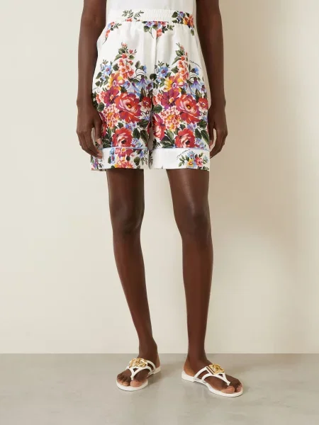 Dolce & Gabbana Hedvábné Šortky / červená / tmavě zelená bílá