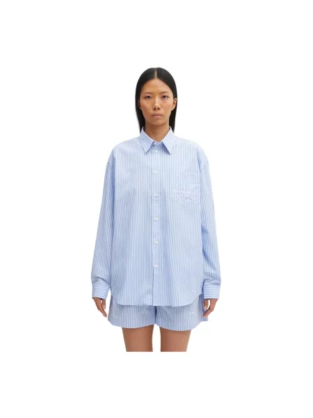 Haftowana koszula Sporty And Rich w paski niebieska
