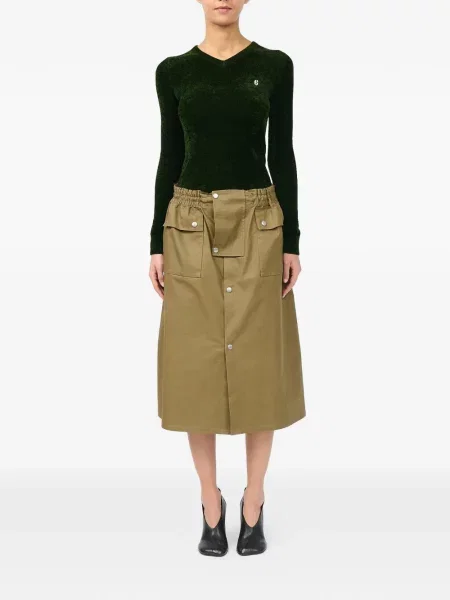 Fustă midi Mm6 Maison Margiela cu cordon verde