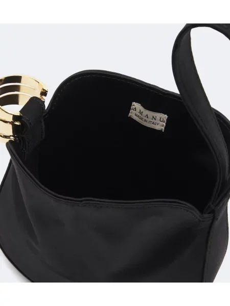Top Amanu din satin negru