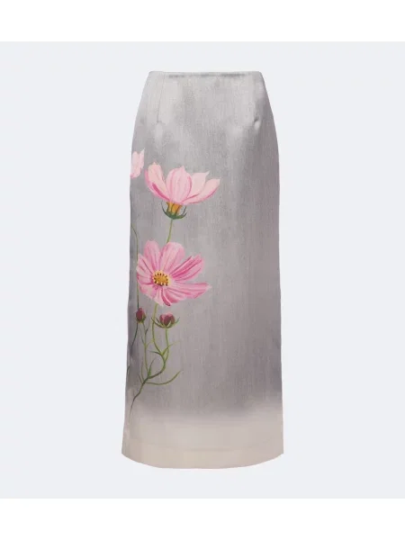 Fustă midi Oscar De La Renta cu model floral gri