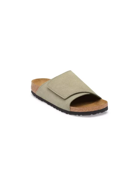 Klapki Birkenstock skórzane zielone
