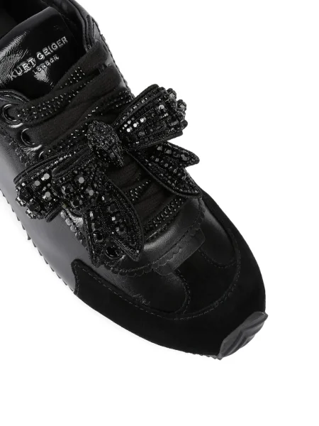 Кожени маратонки Kurt Geiger London с панделка черно
