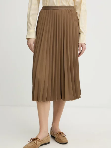 Tommy Hilfiger spódnica midi rozkloszowana brązowy