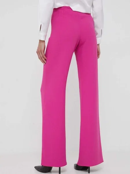 Kalhoty Emporio Armani široké medium waist růžová