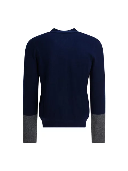 Sweter Comme Des Garcons z dekoltem w serek niebieski