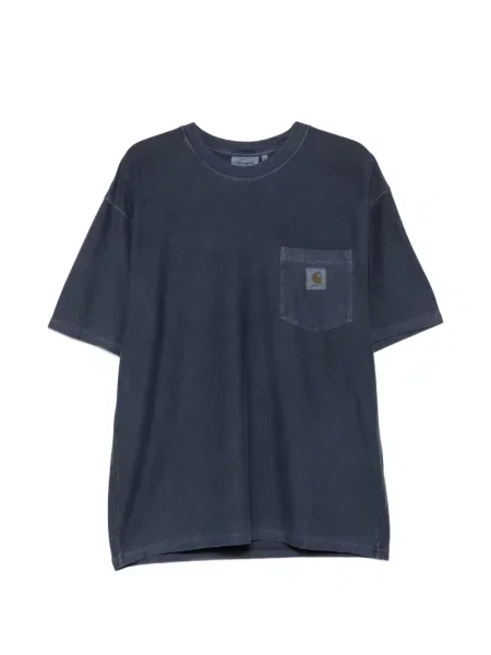 Tricou Carhartt Wip cu buzunare aplicate cu autograf albastru