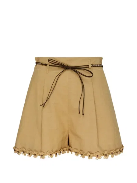 Cu centură pantaloni scurți Zimmermann cu model floral portocaliu