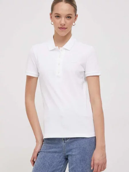 Тениска Lacoste дамска с яка тип Peter Pan бяло