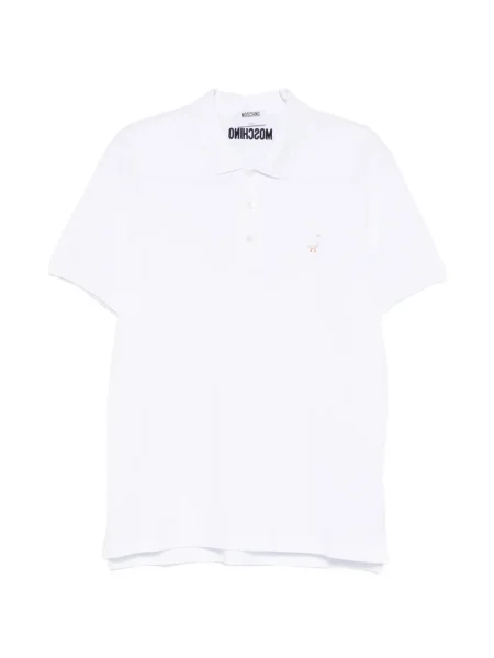 Polo Moschino cu imprimeu animal print alb