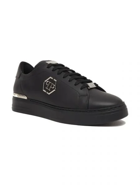 Philipp Plein De piele teniși negru