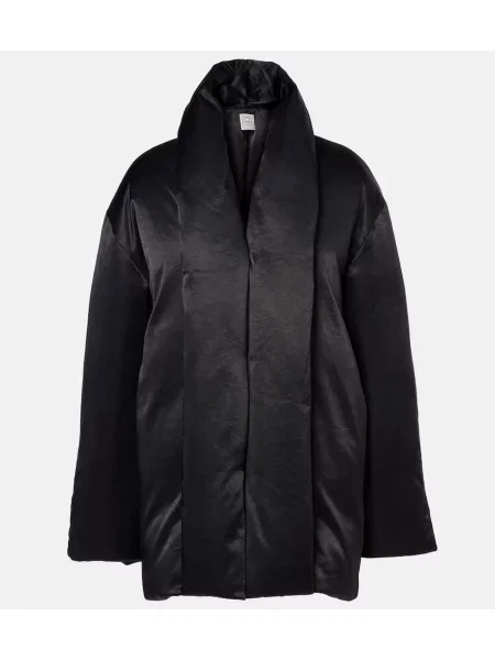 Satynowa kurtka puchowa Toteme czarna