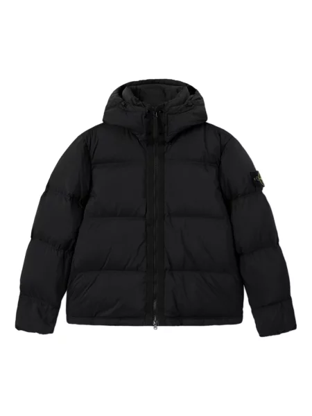 Kurtka puchowa Stone Island z kapturem z kamieniami czarna