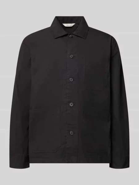 Koszula casualowa o kroju regular fit z mieszanki bawełny model MOTTO' Selected czarna