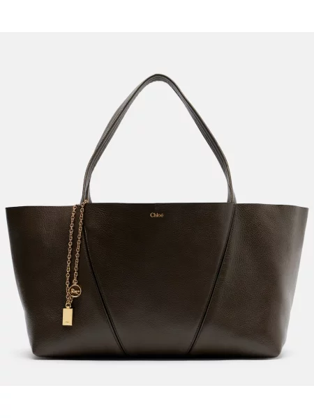 Usnjena usnjena torbica Chloe siva