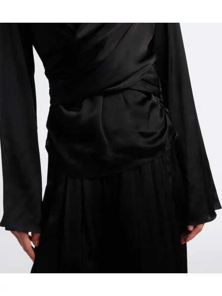 Top Isabel Marant din satin drapat negru