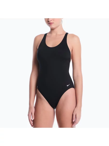 Costum de baie întregi Nike cu decolteu în U negru