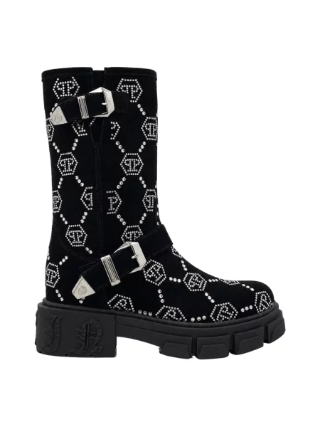 Botki Philipp Plein zamszowe czarne
