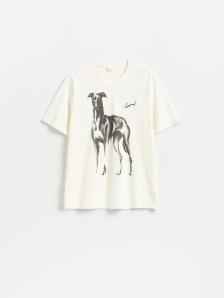 Reserved Tricou regular din crem