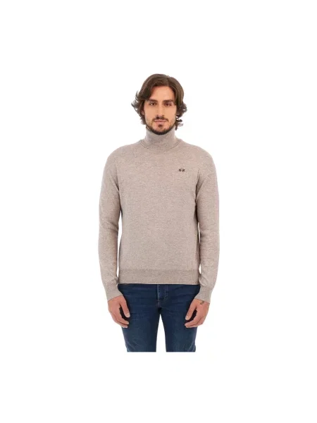 Dzianinowy sweter z golfem La Martina szary