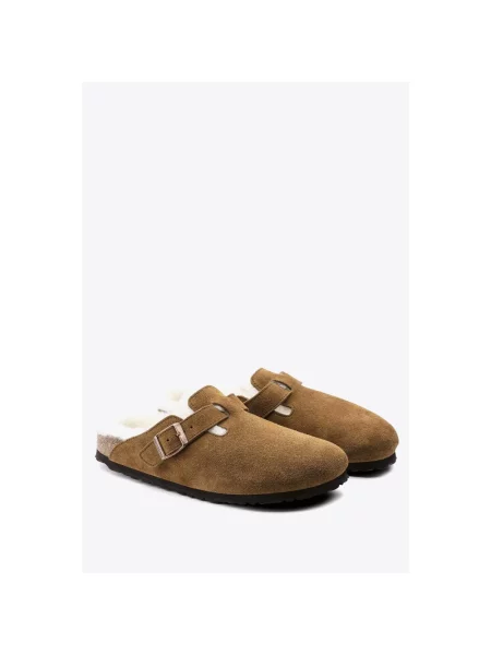Klapki Birkenstock skórzane brązowe
