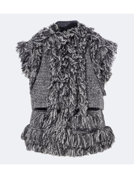 Vestă Sacai cu franjuri de lână gri
