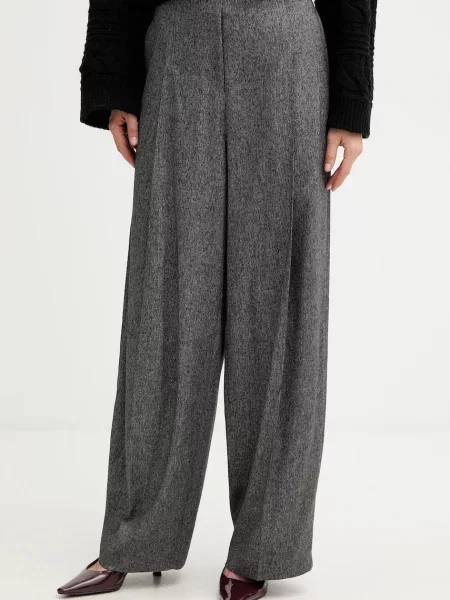 Hlače s primesjo volne BOSS siva