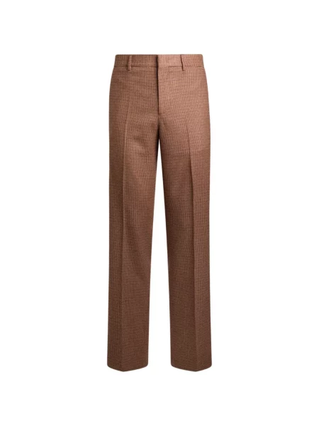 Pantaloni Etro de lână cu pene cu model pepito roșu