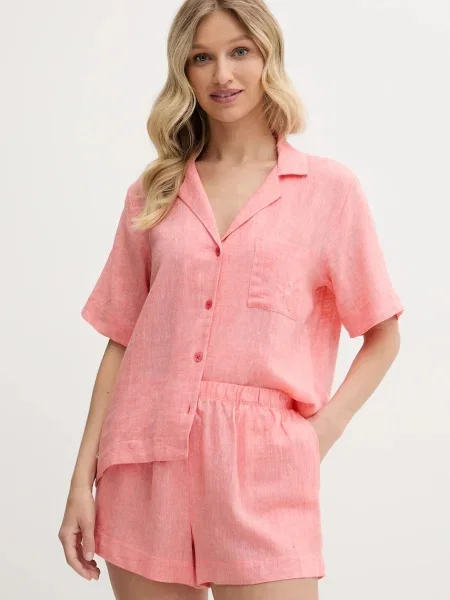 Ленена пижама Dkny дамска оранжево