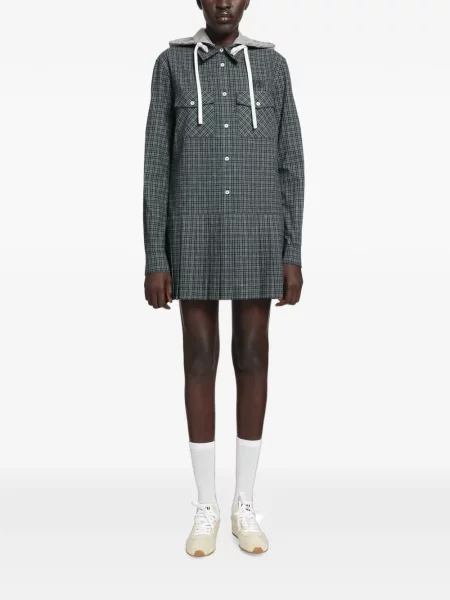 Rochie Miu Miu în carouri de flanelă albastru