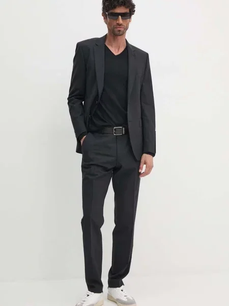 BOSS sweter wełniany lekki czarny