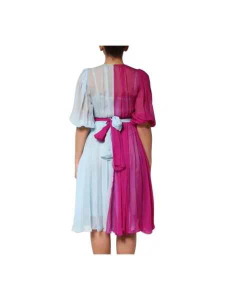 Jedwabna sukienka midi Dolce And Gabbana niebieska