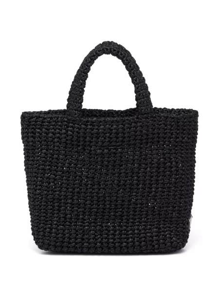 Geantă shopper Prada cu broderie negru