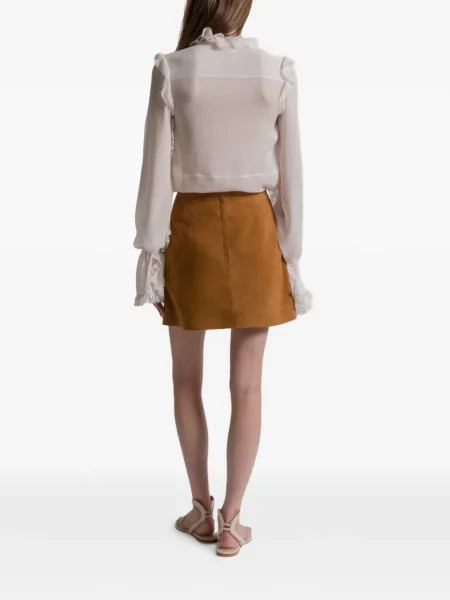 Fustă din piele Alberta Ferretti maro