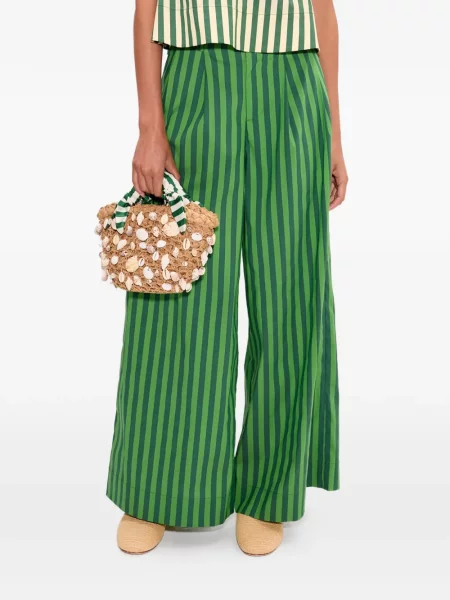 Pantaloni Simon Miller cu dungi cu imagine verde