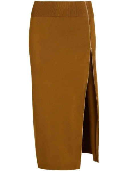 Spódnica midi Patou do kolan brązowa