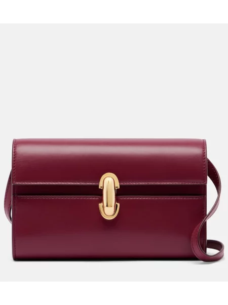 Geanta de piele Savette din piele bordo