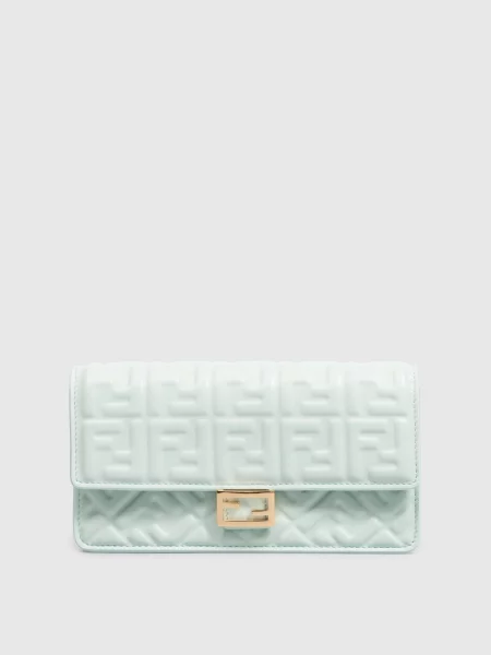 Кожаный клатч Fendi зеленый
