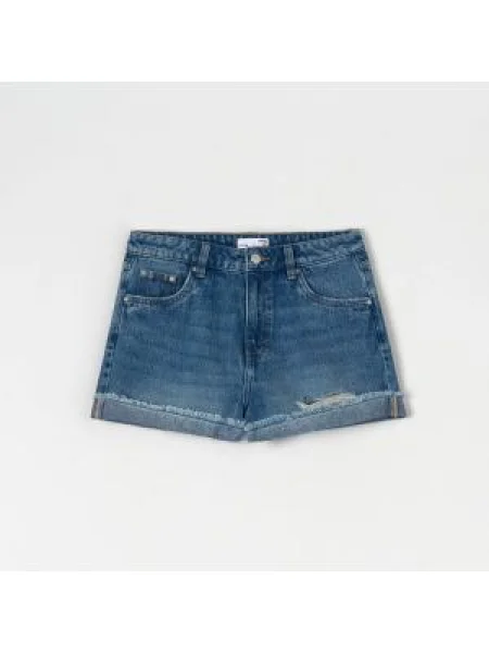 Sinsay Džínové kraťasy mom fit modrá
