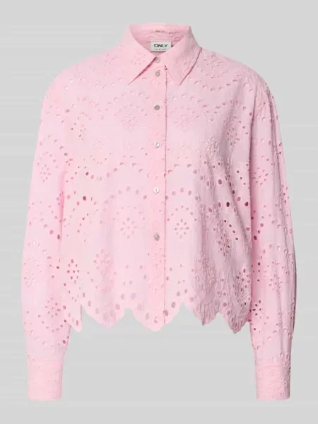 Bluzka koszulowa o kroju regular fit z czystej bawełny model VALAIS' Only różowa