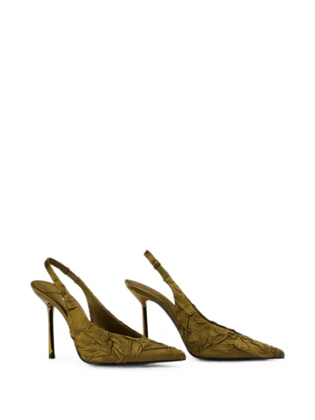 Pantofi cu toc Le Silla cu volane slingback verde