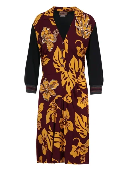 Rochie midi Prada cu model floral cu imagine până la genunchi